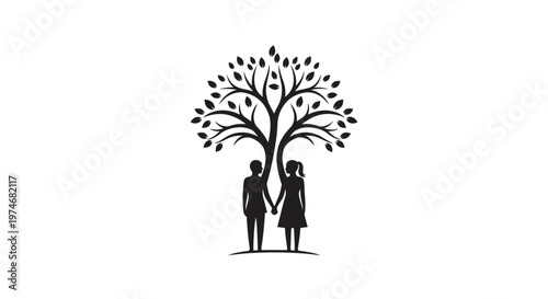 Family tree with man and woman holding hands