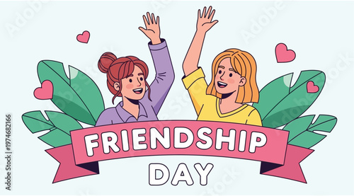 Joyful friendship day vector illustration celebrating bonds with friends happiness and heartfelt connections