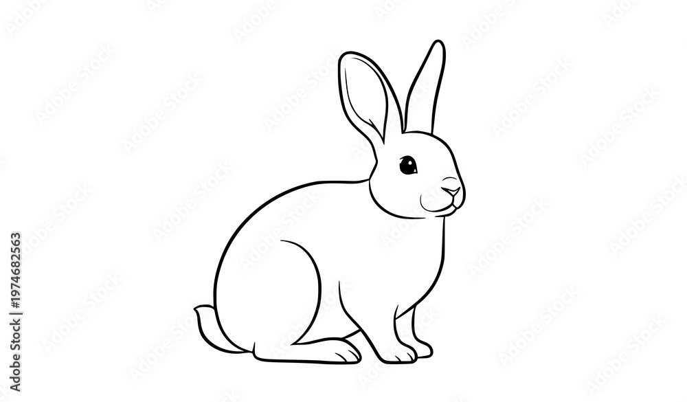Obraz premium Minimal hand drawn bunny rabbit vector sketch illustration isolated on white background