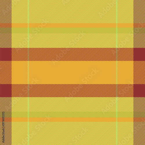 Mat check seamless tartan, strip vector plaid textile. Deep background pattern texture fabric in amber and green colors.