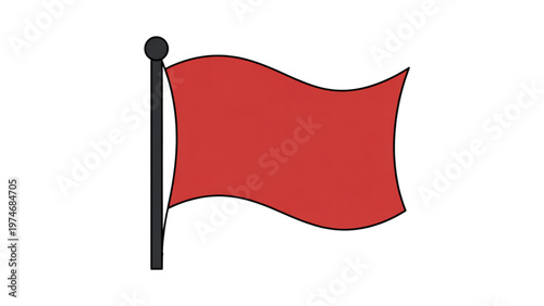 A sturdy red metal folding stool with a hinged seat and legs isolated on transparent background