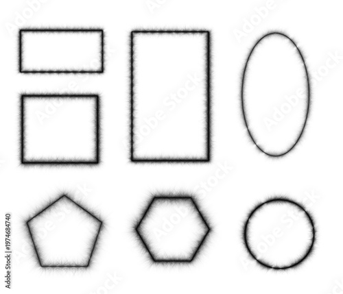 Vintage frames set Decorative frame Set of grunge square frame. silk  paint , sponge effect frames  Abstract black rectangular, square , oval , circle ,polygon, pentagon shapes