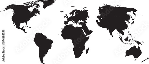 World Map Trade Blocks Silhouette Vector Illustration