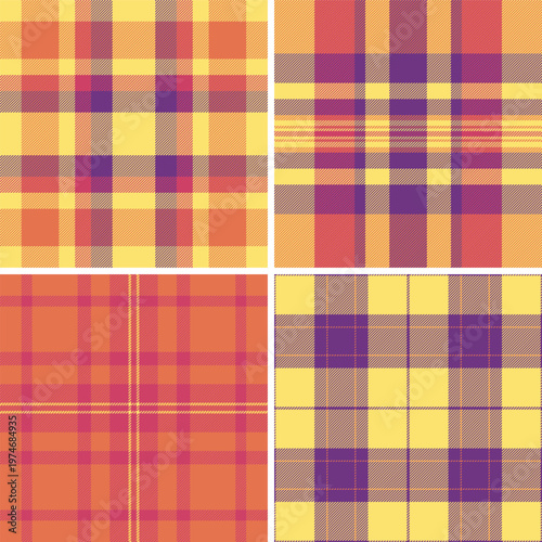 Plaid collection optimized for summer interiors and decor. The pack works for table runners, pillows, throws, and lightweight upholstery. Vector artwork handles production sizes.