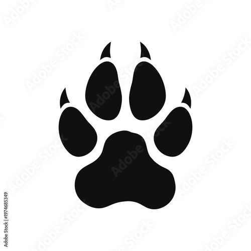 Black animal paw print with sharp claw marks claws