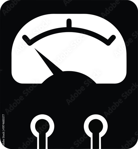 Analog voltmeter gauge icon showing voltage levels in black silhouette.