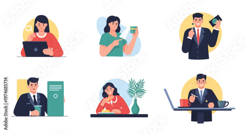 Diverse Business People Working and Interacting in Modern Office Settings