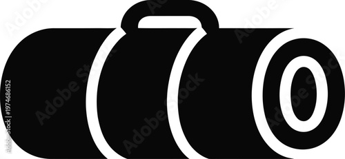 Black silhouette of a rolled duffel bag or sleeping mat Keywords: duffel bag, rolled, sleeping mat