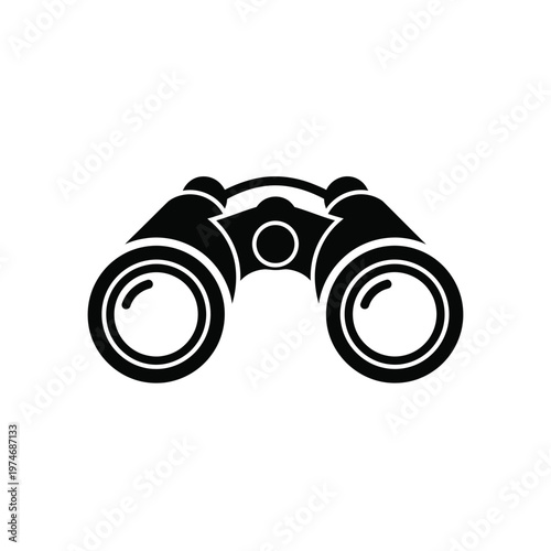 Black and white of binoculars viewed from the front