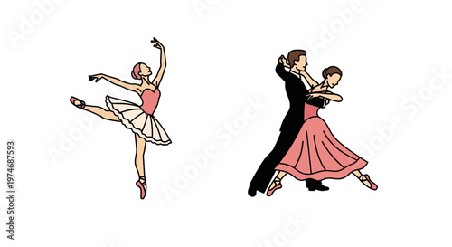 Ballet Dancers in Pink and Black.