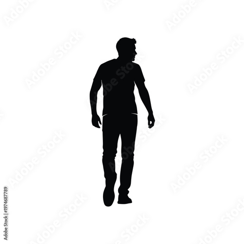 Silhouette of a man walking forward with a relaxed posture