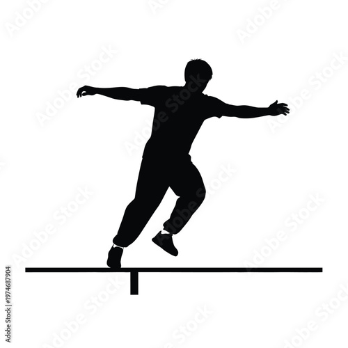Silhouette of a person balancing on a tightrope 1