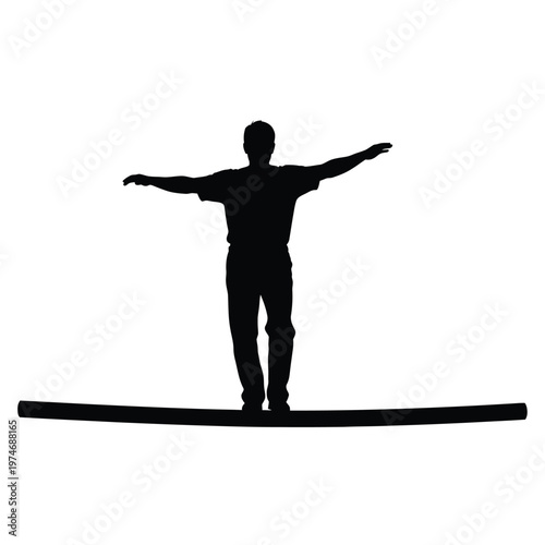 Silhouette of person balancing on a tightrope