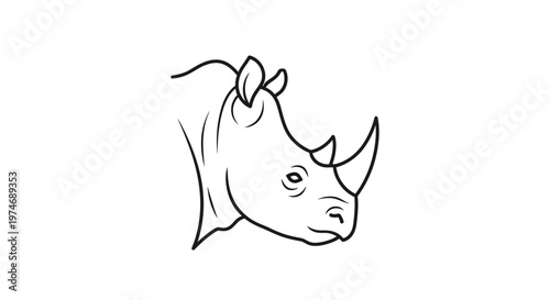 Simple line art rhinoceros head illustration
