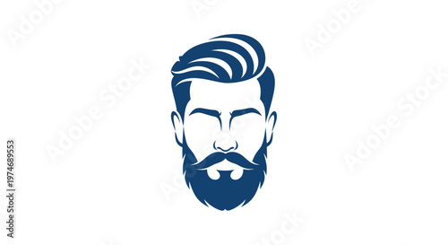 Stylized bearded man head with modern hairstyle icon