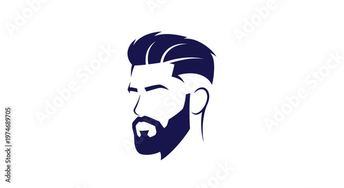 Stylized man's head profile with modern haircut and beard