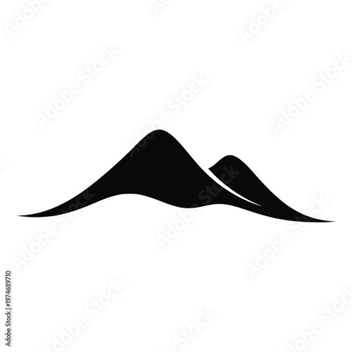 Black silhouette of smooth sand dunes with two peaks