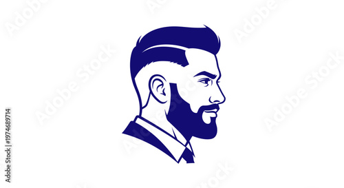 Stylized portrait of a modern man with beard and fade haircut
