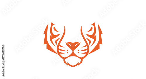 Stylized orange tiger head roaring mascot logo illustration