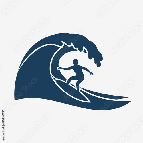 Surfer riding a big ocean wave on a surfboard