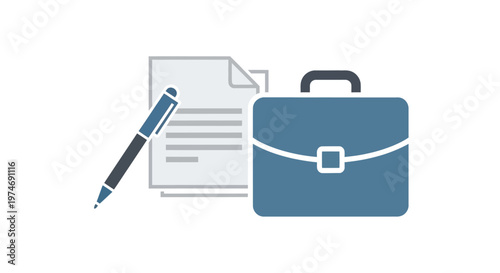 Business Briefcase with Pen and Papers.