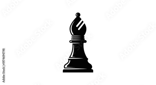 Black chess bishop piece icon on white background