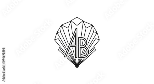 Geometric art deco monogram logo with letters A and B