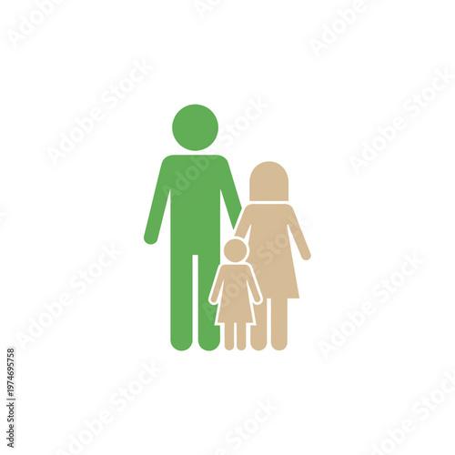Simple Family Icon Representing Parents and Child.