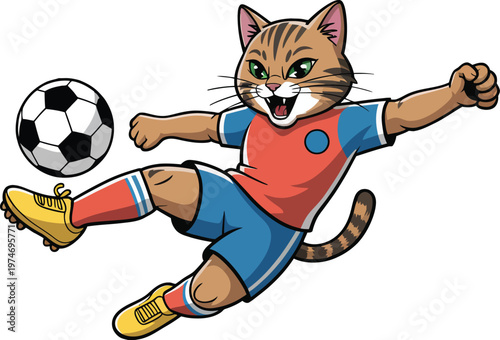 Cute anthropomorphic cartoon cats in colorful sports uniforms running race, dynamic action poses, vector illustration, isolated on transparent background, bright and playful design elements.