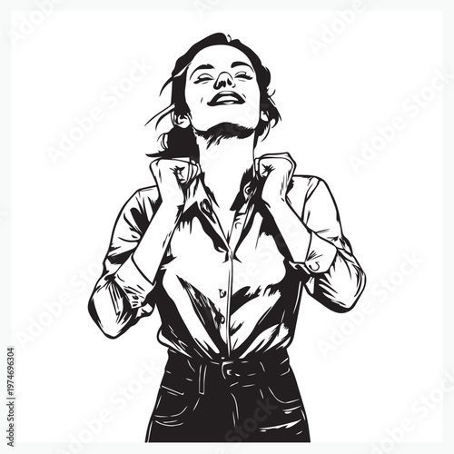 woman clenching both fists