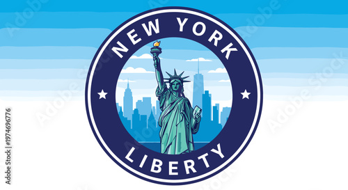 The iconic Statue of Liberty stands tall against the New York City skyline, symbolizing freedom and hope.