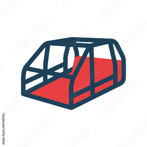 Simple Line Drawing of a Futuristic Pod Interior.