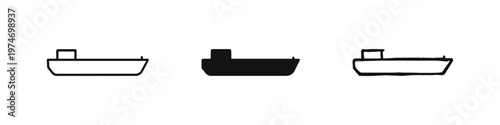 Foto Cargo Ship Icons Set: Outline, Solid, and Hand-Drawn Styles for Freight and Merc
