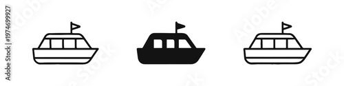 Recreational Boat Icons Set: Outline, Solid, and Hand-Drawn Styles for Pleasure Crafts