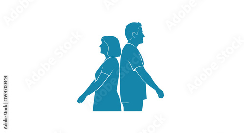 Man and woman standing back to back silhouette