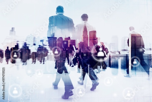 Blurred scene of crowded people are walking in rush