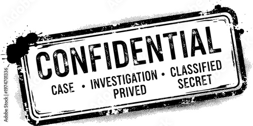 Confidential red ink rubber stamp sign symbol grunge effect vector illustration design confidential case investigation tampon classified private secret information