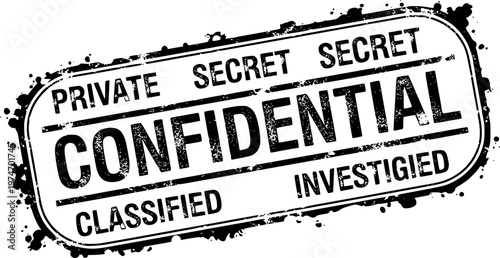Confidential red ink rubber stamp sign symbol grunge effect vector illustration design confidential case investigation tampon classified private secret information