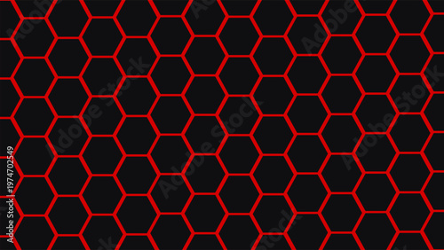 Abstract seamless geometric neon red honeycomb pattern vector background