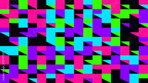 Neon Cyberpunk Ribbon Abstract Geometric Flat Vector Background