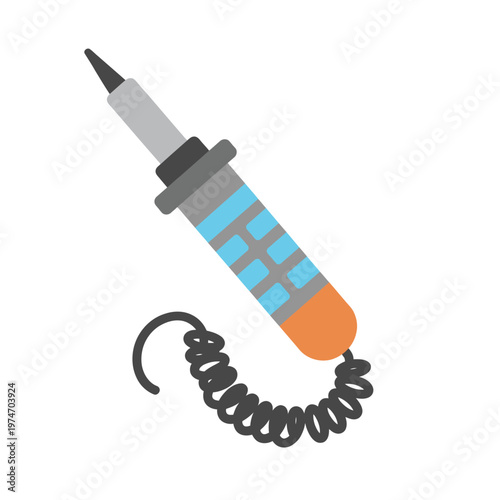 Soldering Iron Tool with Coiled Cord Illustration.
