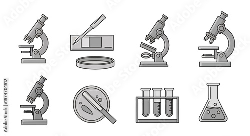 Microscopes and laboratory equipment science tools.