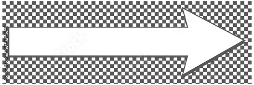 White arrow with a checkered pattern background, indicating direction and a bold statement.