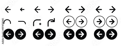 Collection of diverse arrow icons and symbols for navigation and direction in vector format.
