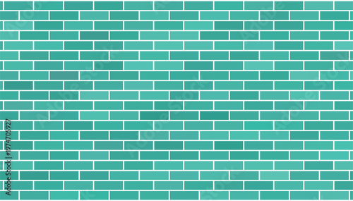 Seamless teal green brick wall pattern texture background for modern architectural interior design and wallpaper