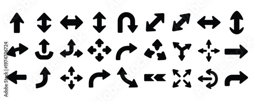 Selection of arrow icons representing different movements and directions, including curves.