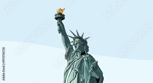 The Statue of Liberty, a colossal neoclassical sculpture on Liberty Island in New York Harbor, stands as a symbol of freedom and democracy.
