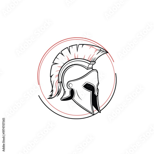 Spartan Warrior Helmet Logo Illustration - Ancient Greek Gladiator Head Gear Icon for Sports Mascot or Branding