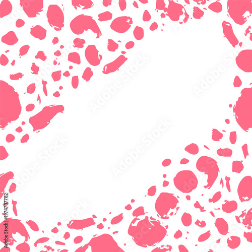 Abstract drawing. Blots and spots on white background. Romantic mood, white and pink colors. Flat vector design. Poster, postcard, background.