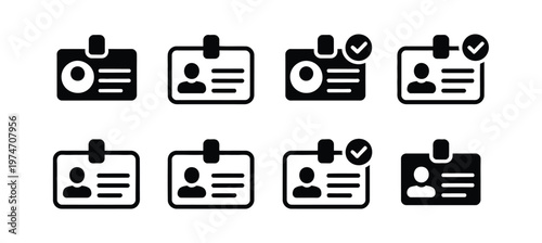 ID card line style identification badge with approved tick symbol driver license identity document icon for apps and websites vector illustration